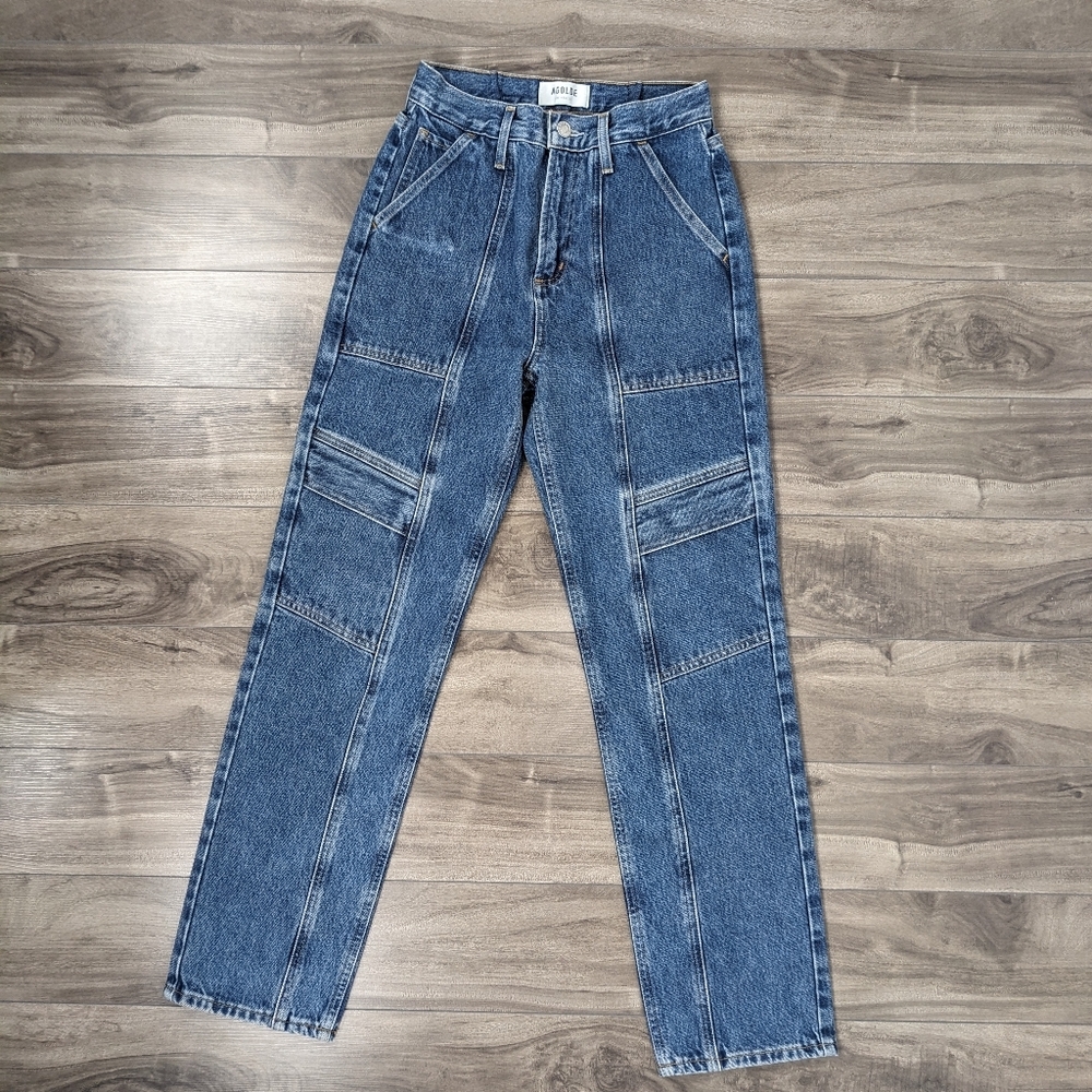 Agolde Cooper Cargo Utility Regulation Organic Cotton Blue Denim Jeans Size 23